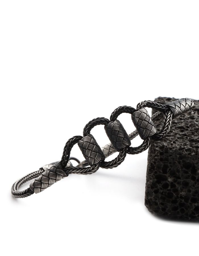 Kazaziye Knitted Oxide Silver Bracelet