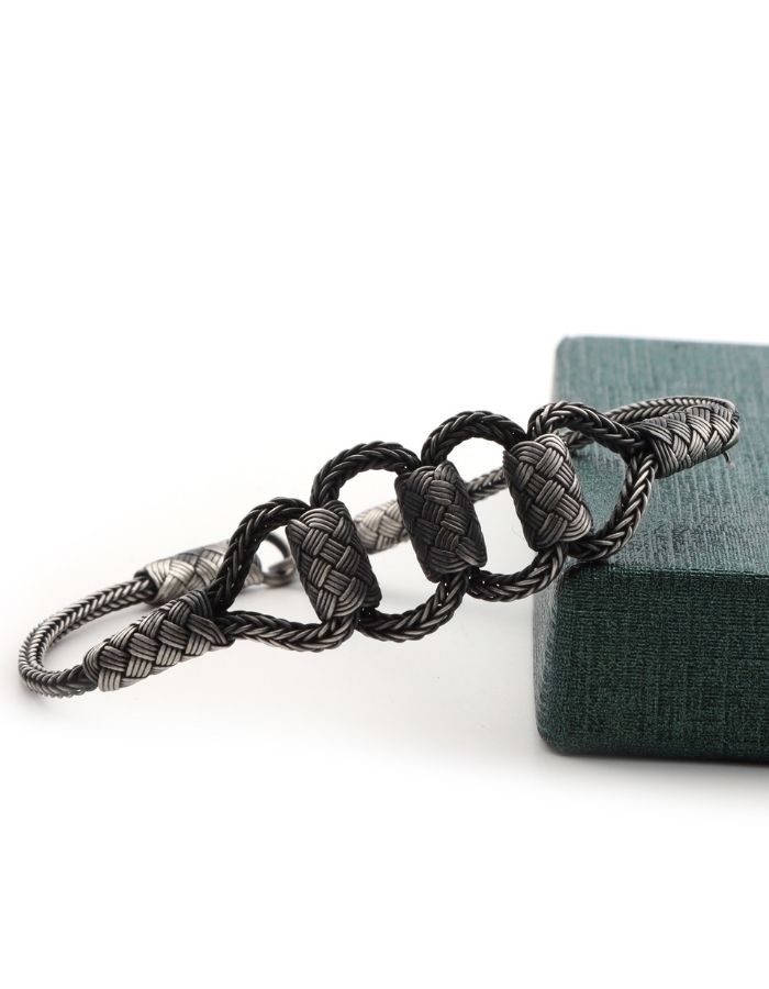 Kazaziye Knitted Oxide Silver Bracelet