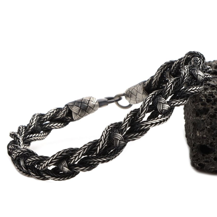 Kazaziye Braided Oxide Silver Bracelet