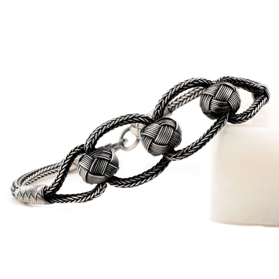 Milky Way Kazaziye Oxide Ball Silver Bracelet