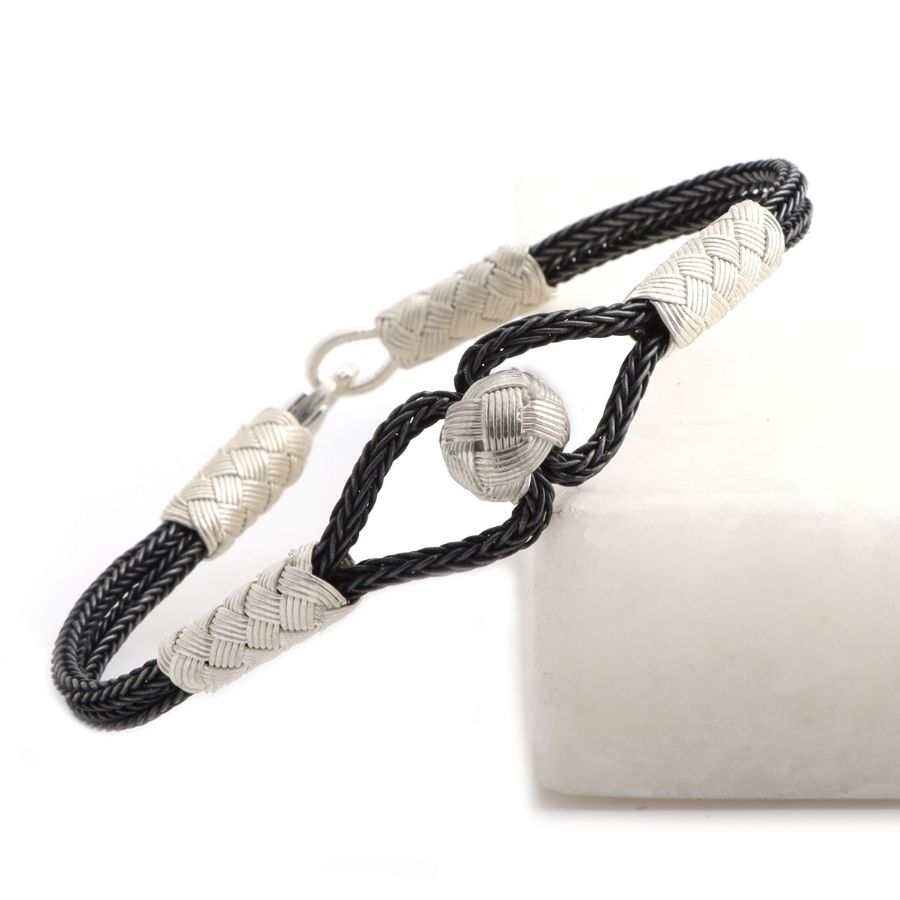 Kazaziye Midfielder Black White Silver Bracelet