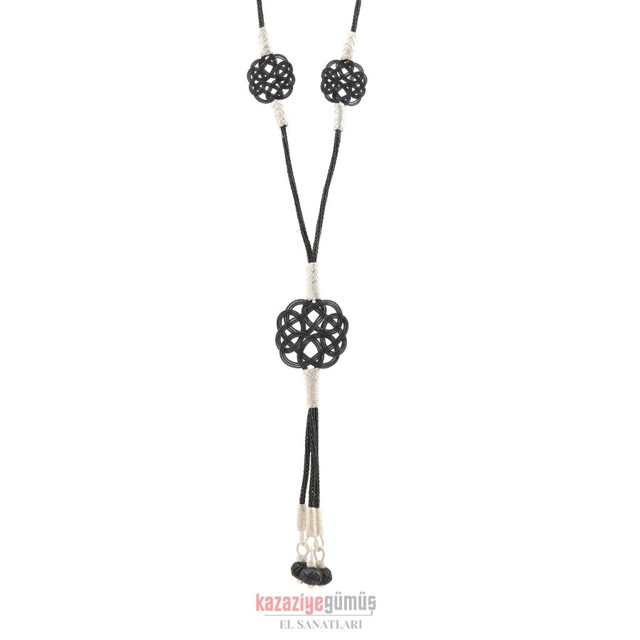 Black White Knot Women's Silver Necklace