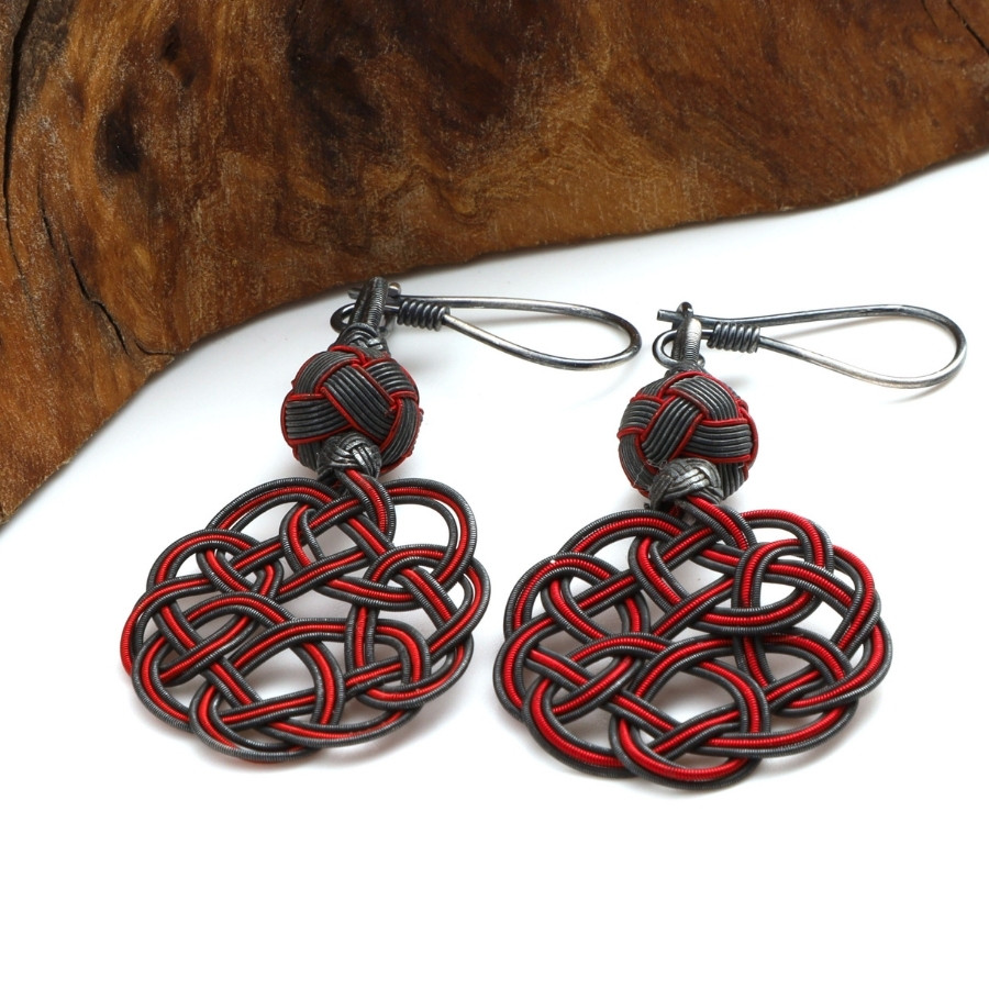 Kazaziye Green White Silver Earrings