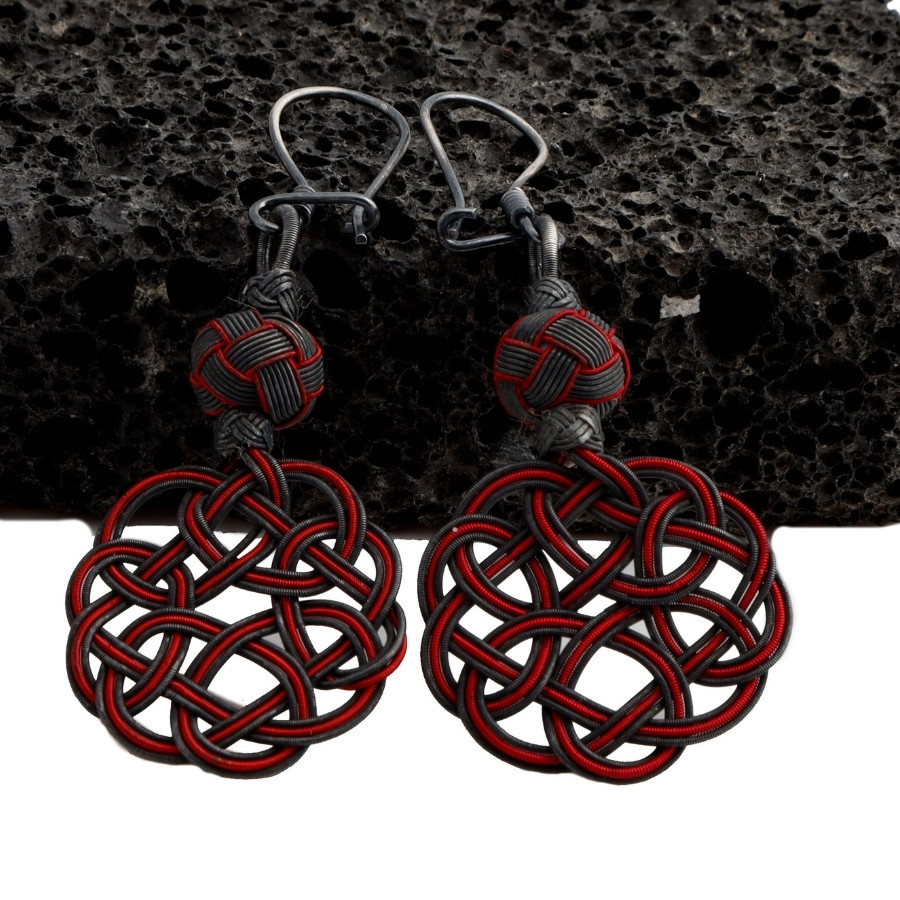 Kazaziye Green White Silver Earrings