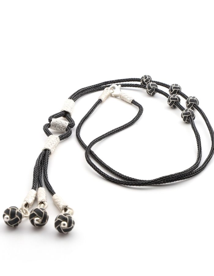 1000 K Black White Woven Women's Necklace