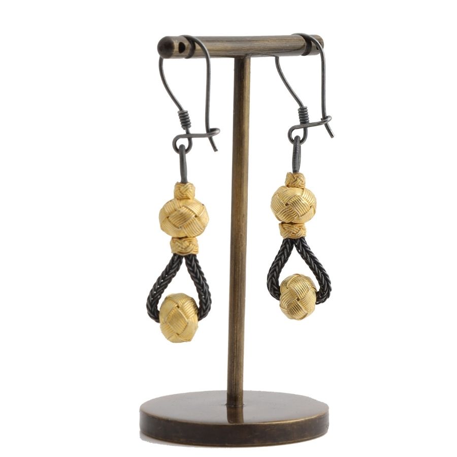 Gold Plated Oxidized Earrings