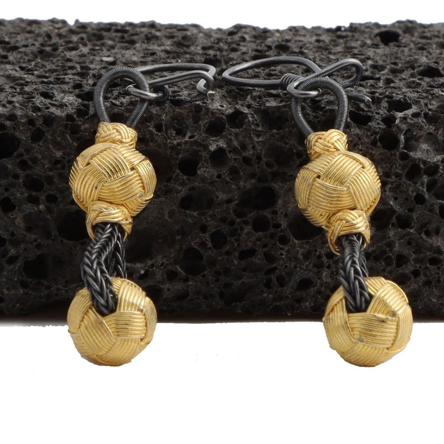Kazaziye Gold Plated Oxide Earrings