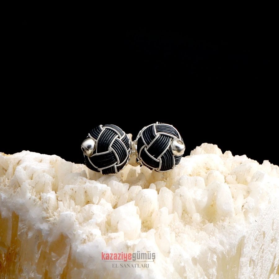 Black White Top Earrings