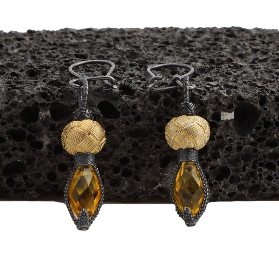 Gold Plated Stone-set Silver Earrings