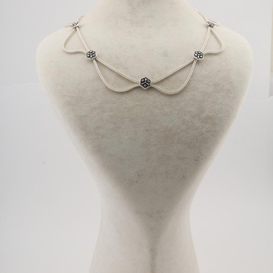 Mardin Straw Oxidized Silver Necklace