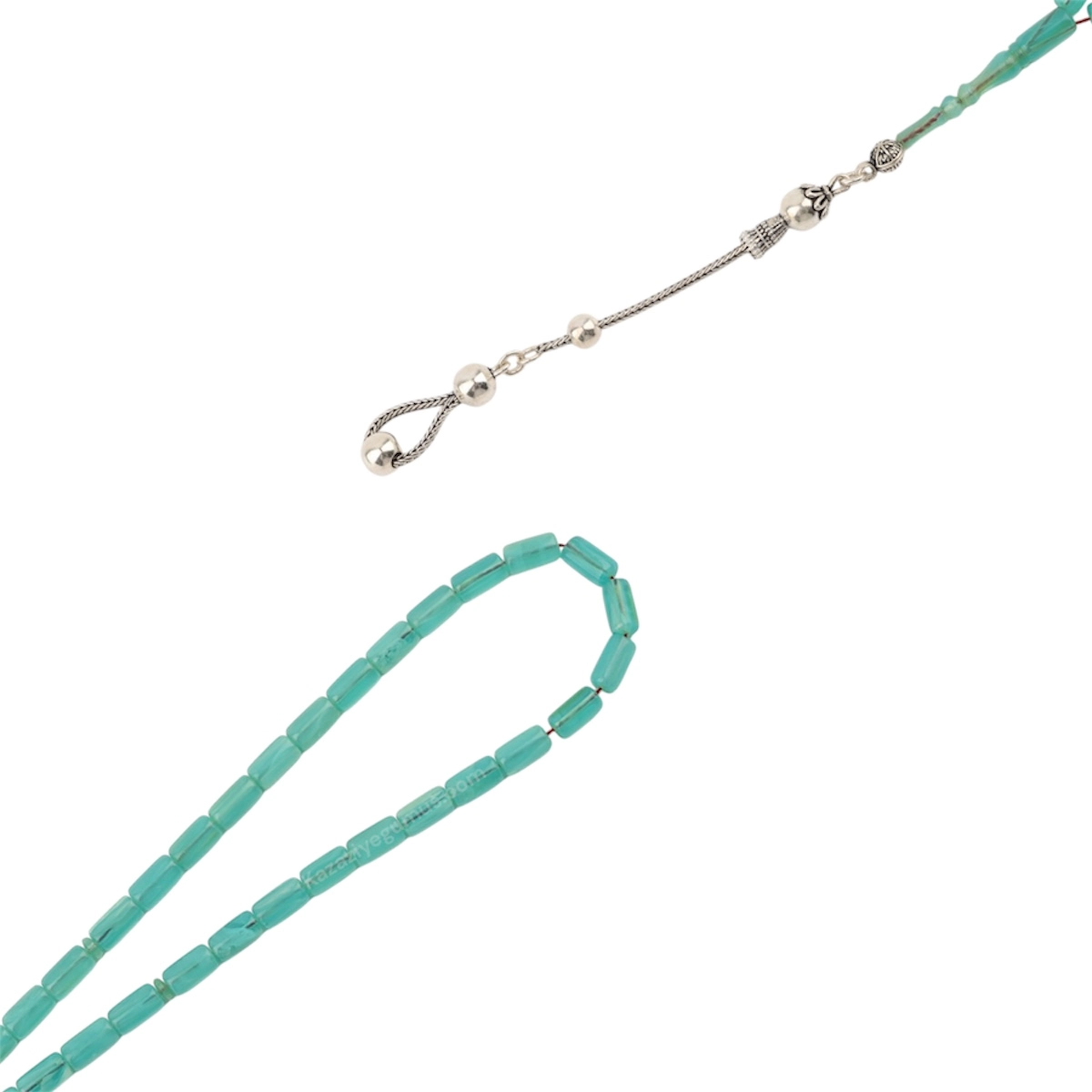 925 Ayar Eski Katalin Istaka Kapsül Turkuaz Tesbih