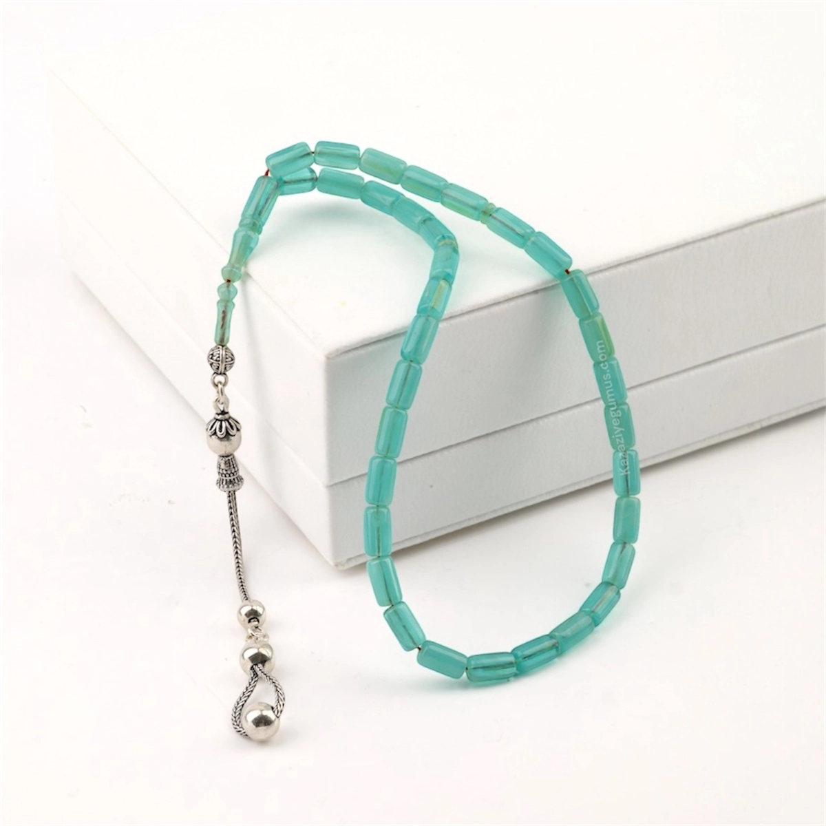 925 Ayar Eski Katalin Istaka Kapsül Turkuaz Tesbih