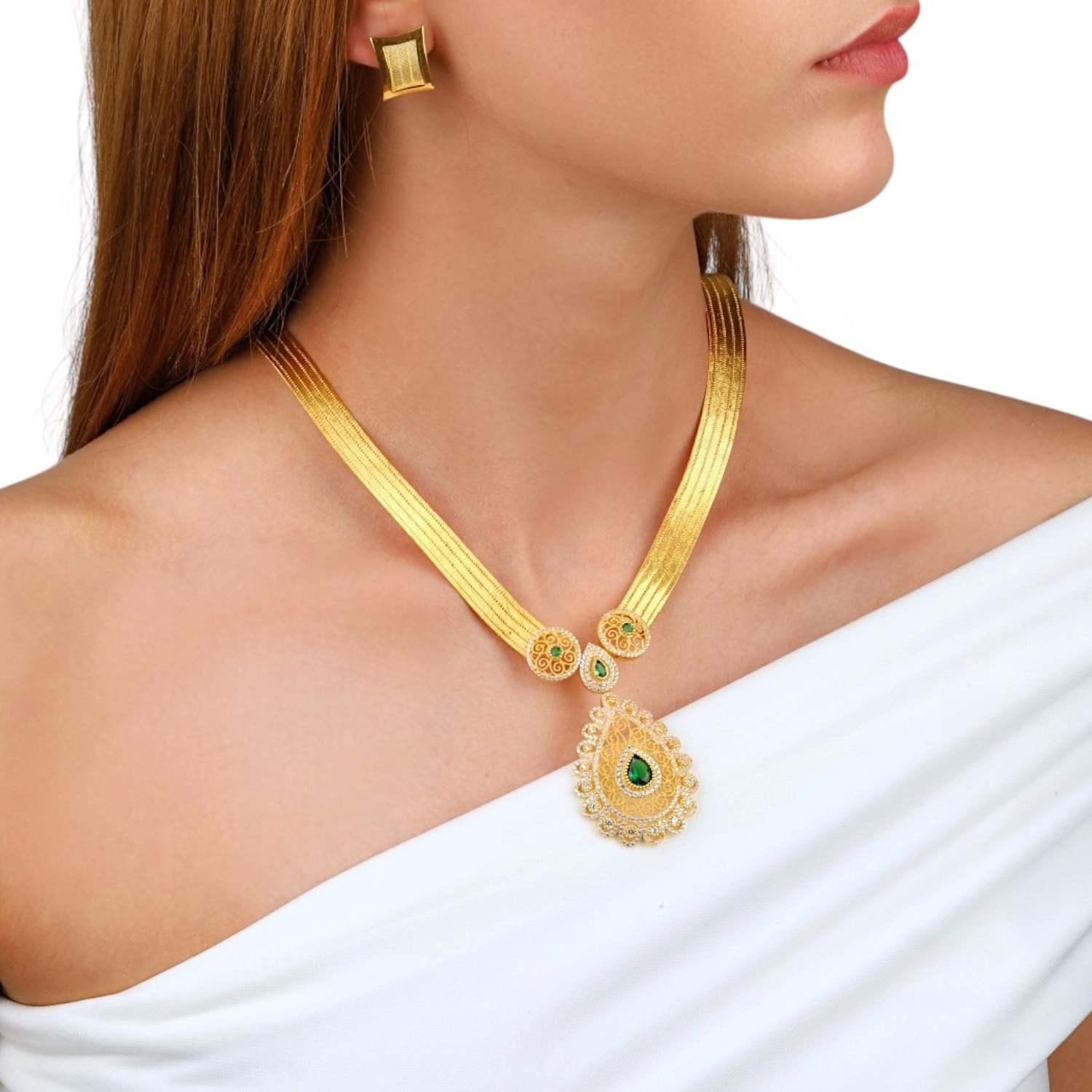5 Row Trabzon Wicker Long Drop Model Necklace