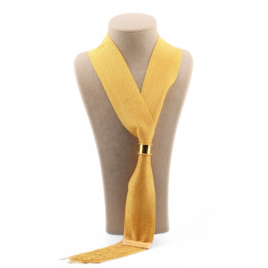 Gold Plated Women's Silver Şal Necklace