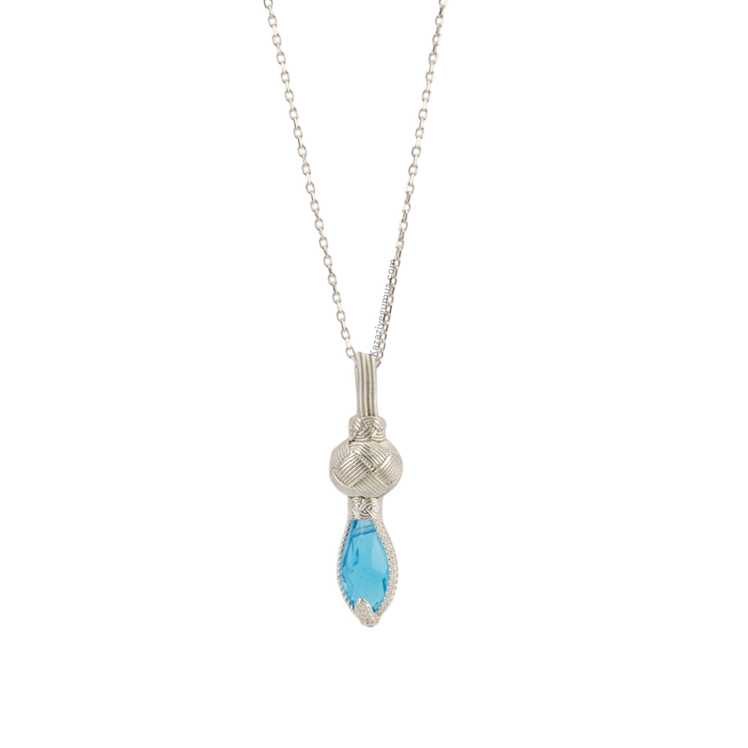 Blue Stone-set Silver Necklace
