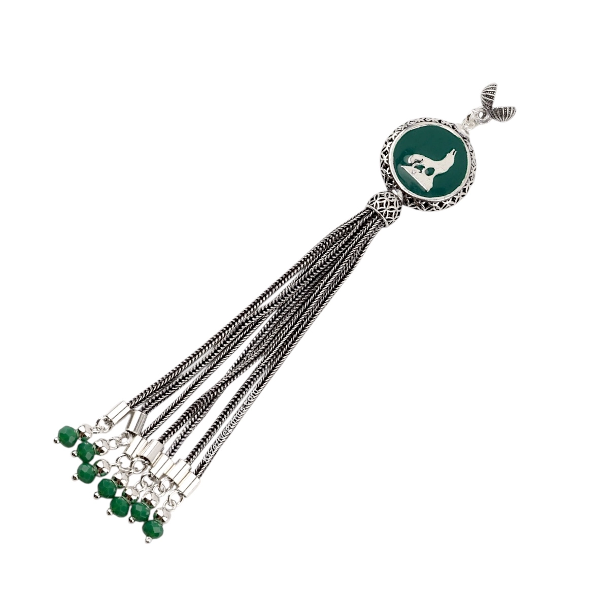 925 Sterling Black Crescent Star Rosary Tassel