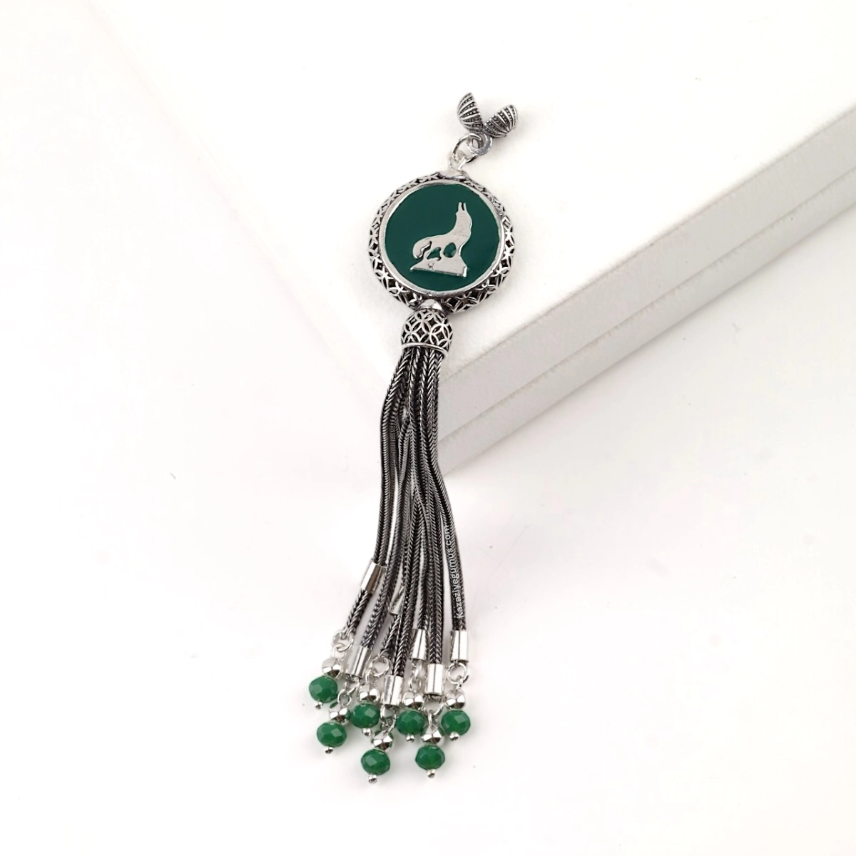 925 Sterling Black Crescent Star Rosary Tassel
