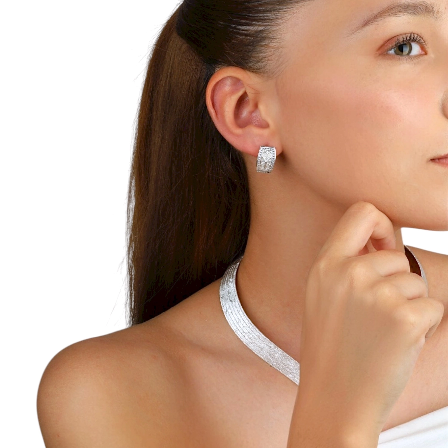 925 Sterling Trabzon Straw Silver Earrings