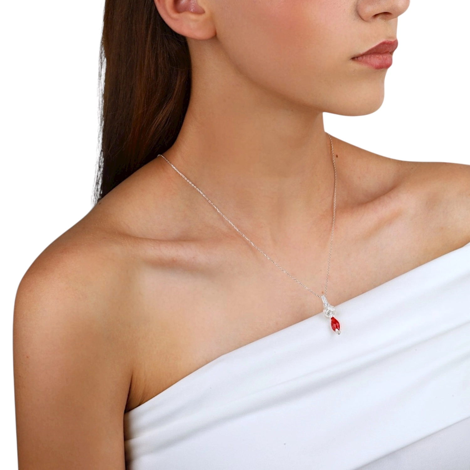 Red Stone Kazaziye 1000k Sterling Silver Necklace