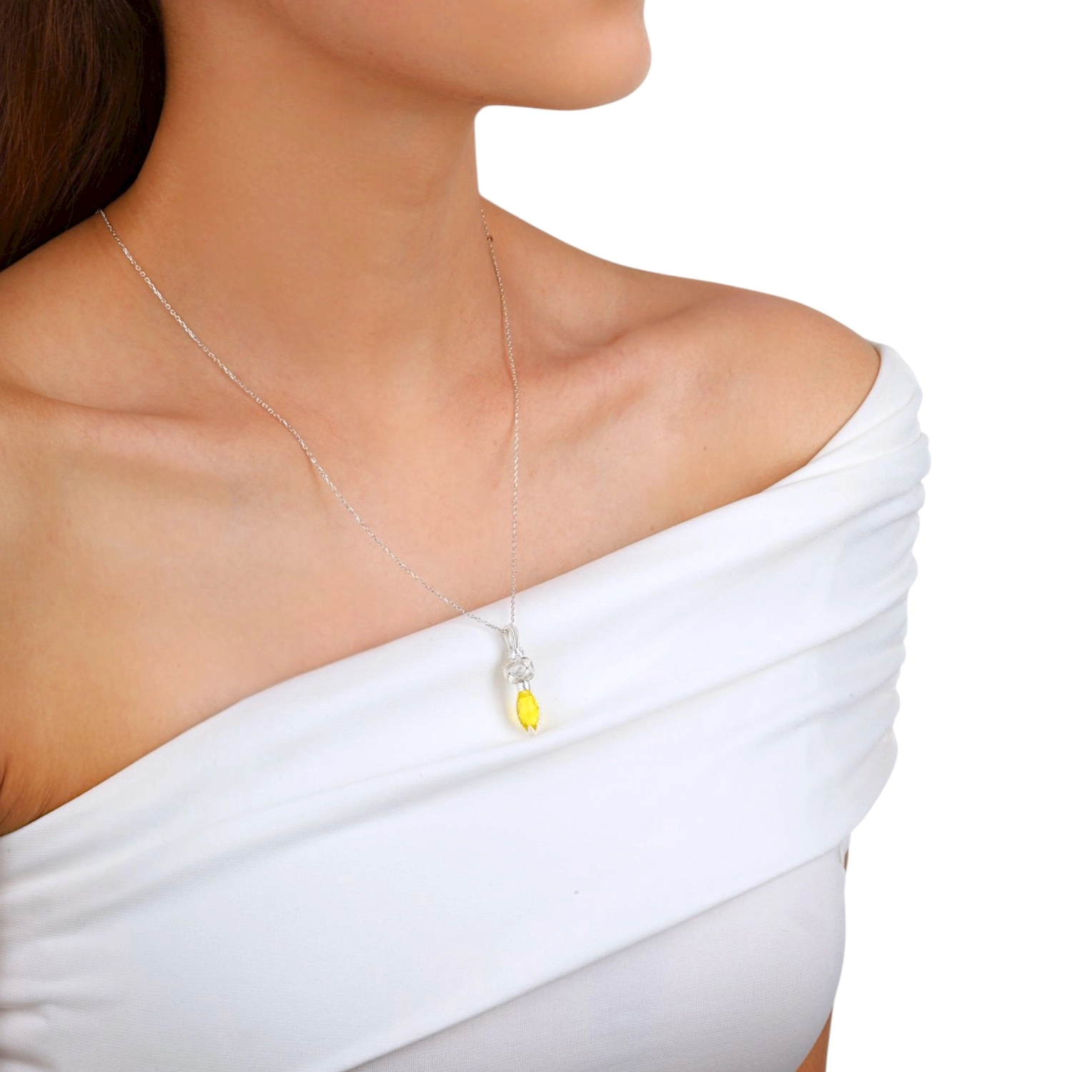 Yellow Stone Kazaziye Silver Pendant