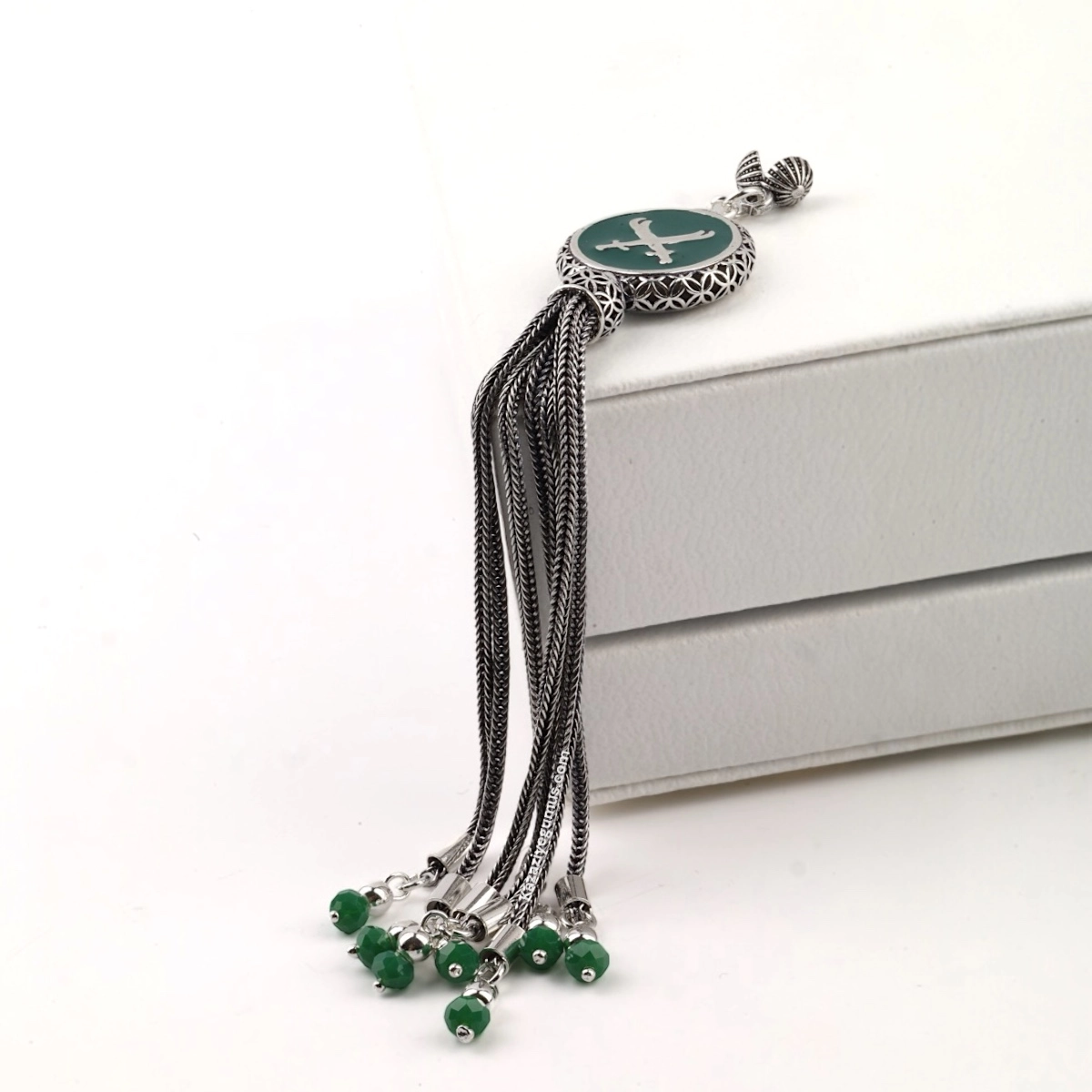 925 Sterling Black Crescent Star Rosary Tassel