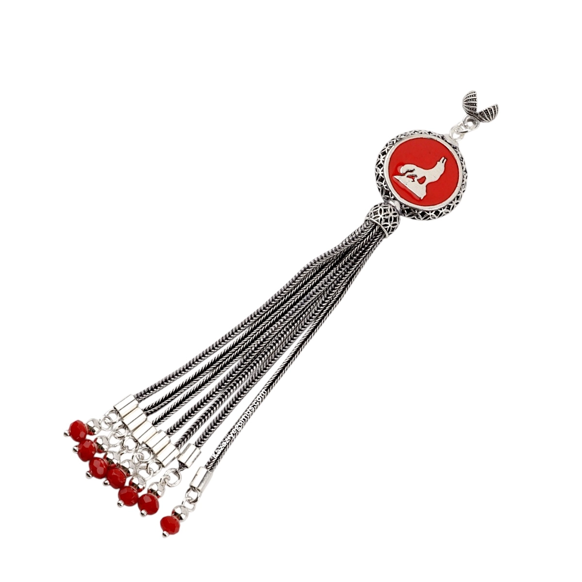 925 Sterling Black Crescent Star Rosary Tassel