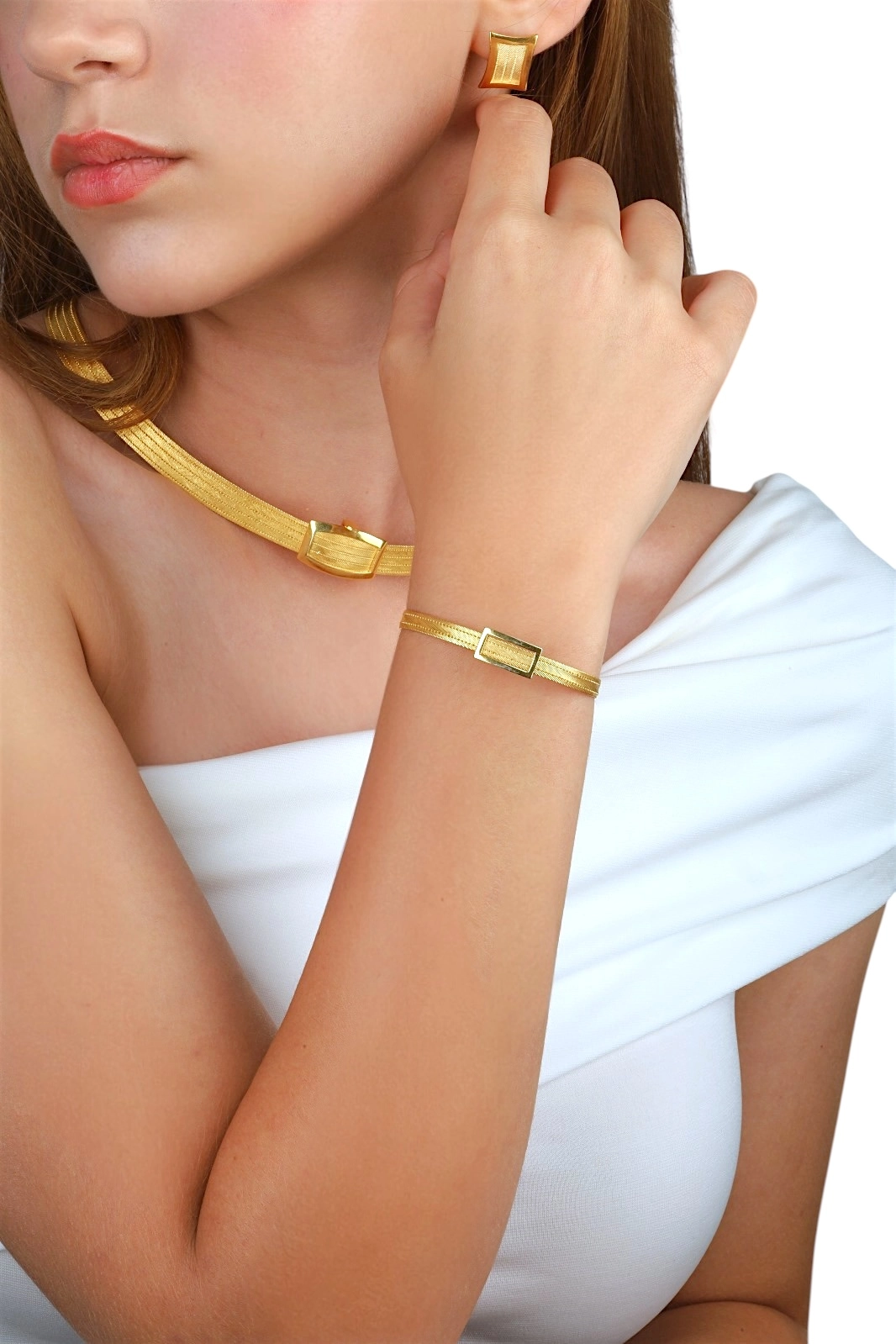 3 Row Baguette Trabzon Wicker Silver Bracelet