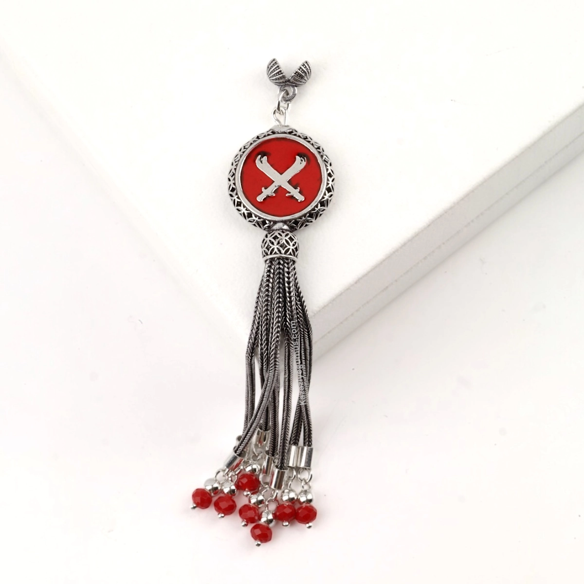 925 Sterling Black Crescent Star Rosary Tassel