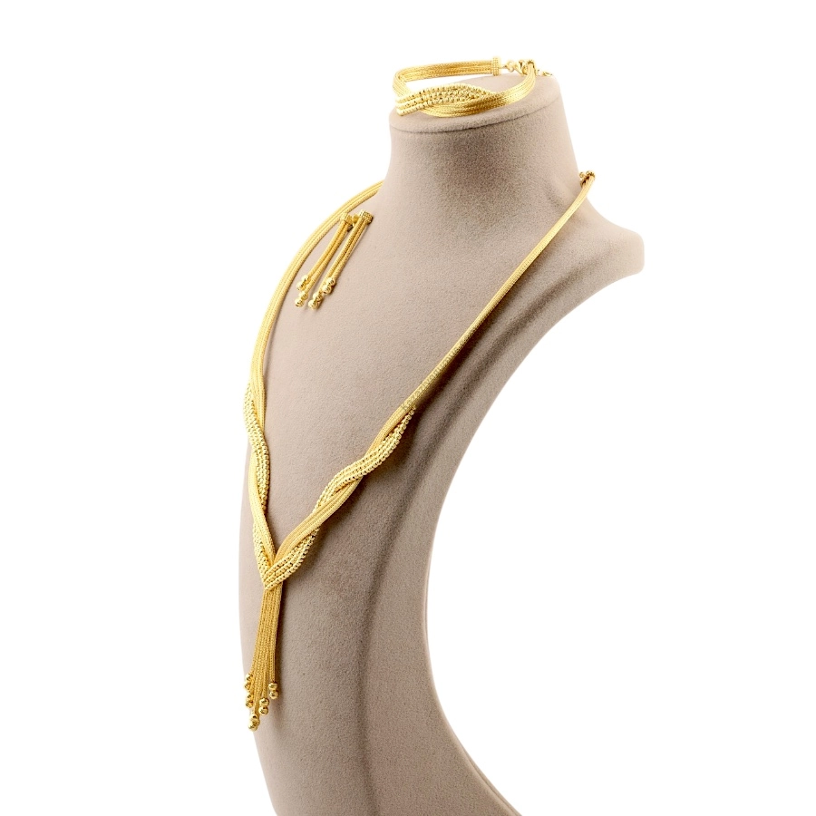 925 Sterling Dorika Embroidered Gold Plated Set