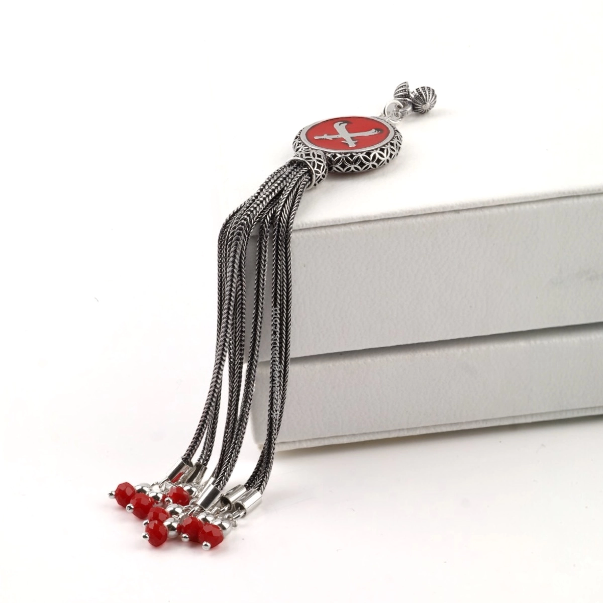 925 Sterling Black Crescent Star Rosary Tassel