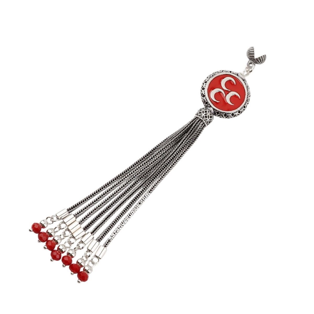925 Sterling Black Crescent Star Rosary Tassel