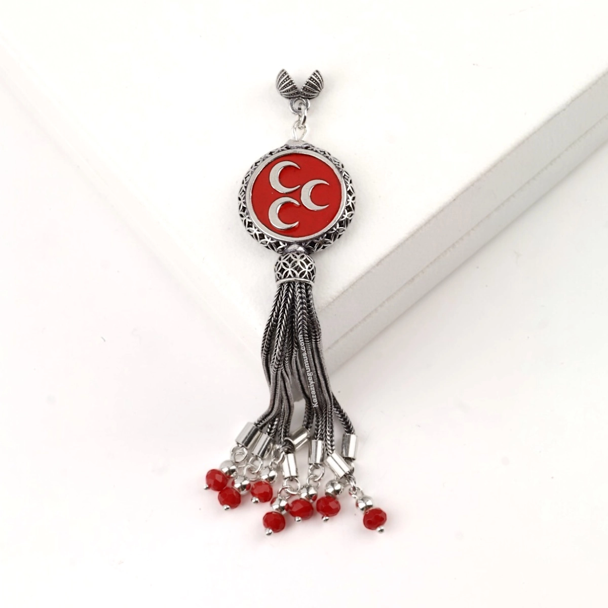 925 Sterling Black Crescent Star Rosary Tassel