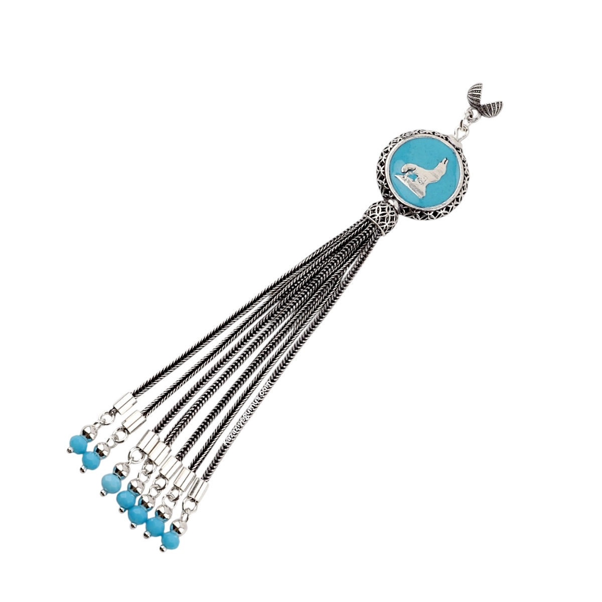 925 Sterling Black Crescent Star Rosary Tassel