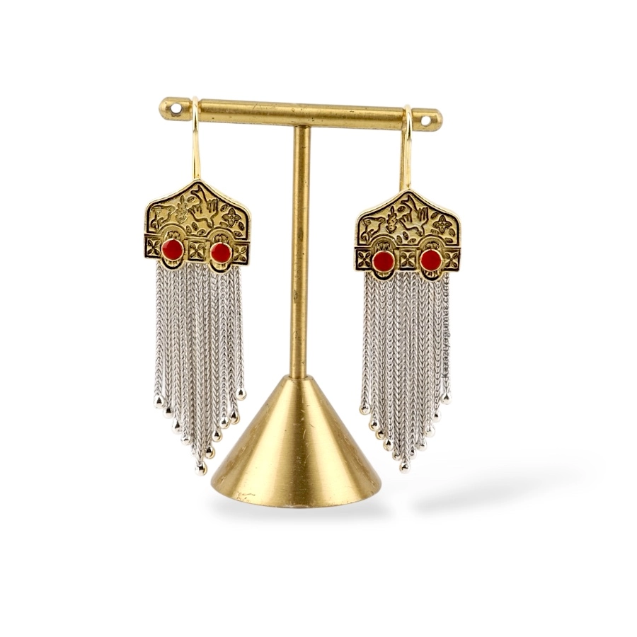 925 Ayar Kuş Motifli Mardin Hasırı Gümüş Küpe