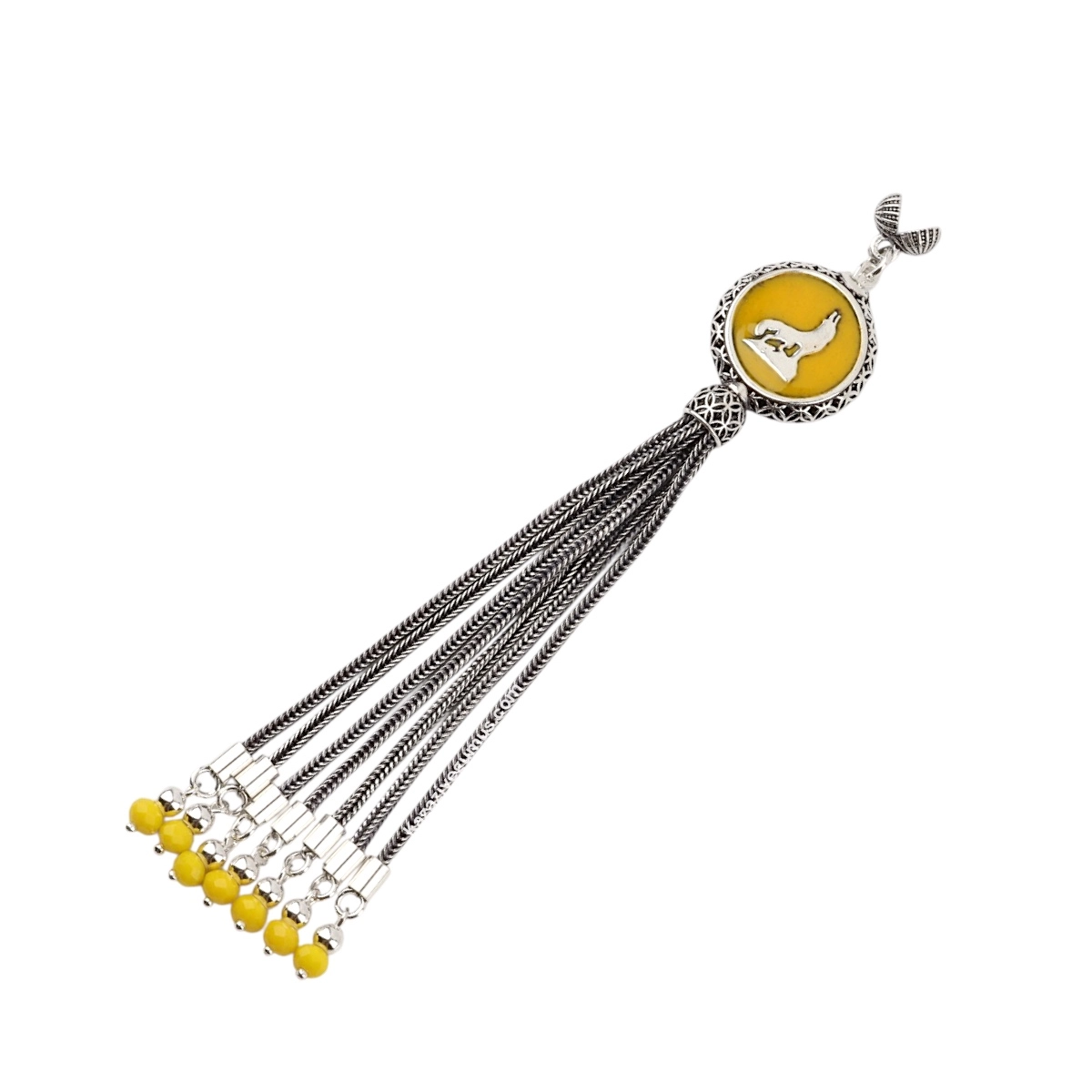 925 Sterling Black Crescent Star Rosary Tassel