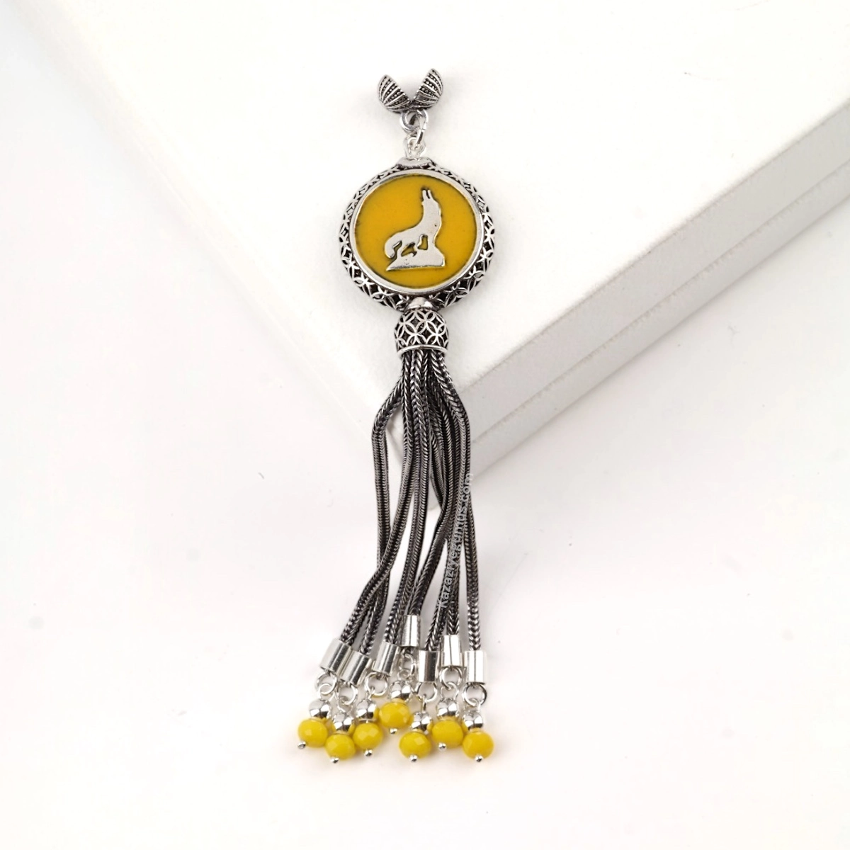 925 Sterling Black Crescent Star Rosary Tassel