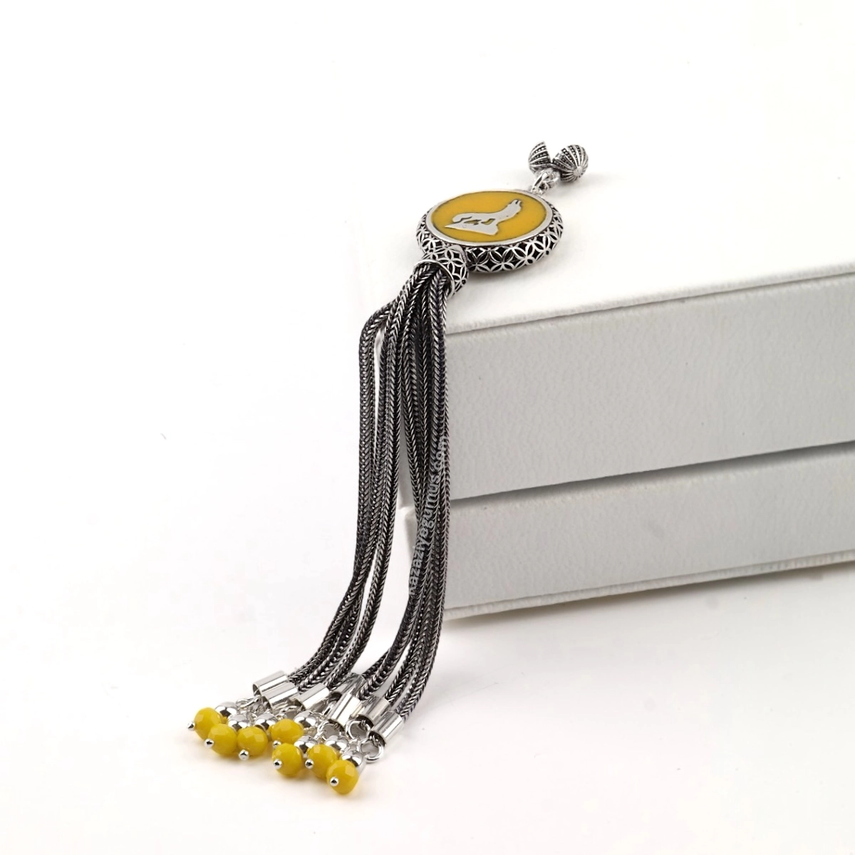 925 Sterling Black Crescent Star Rosary Tassel