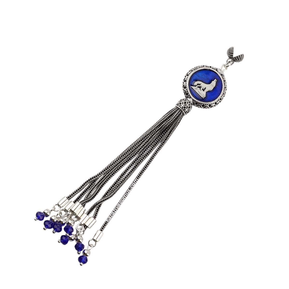 925 Sterling Black Crescent Star Rosary Tassel