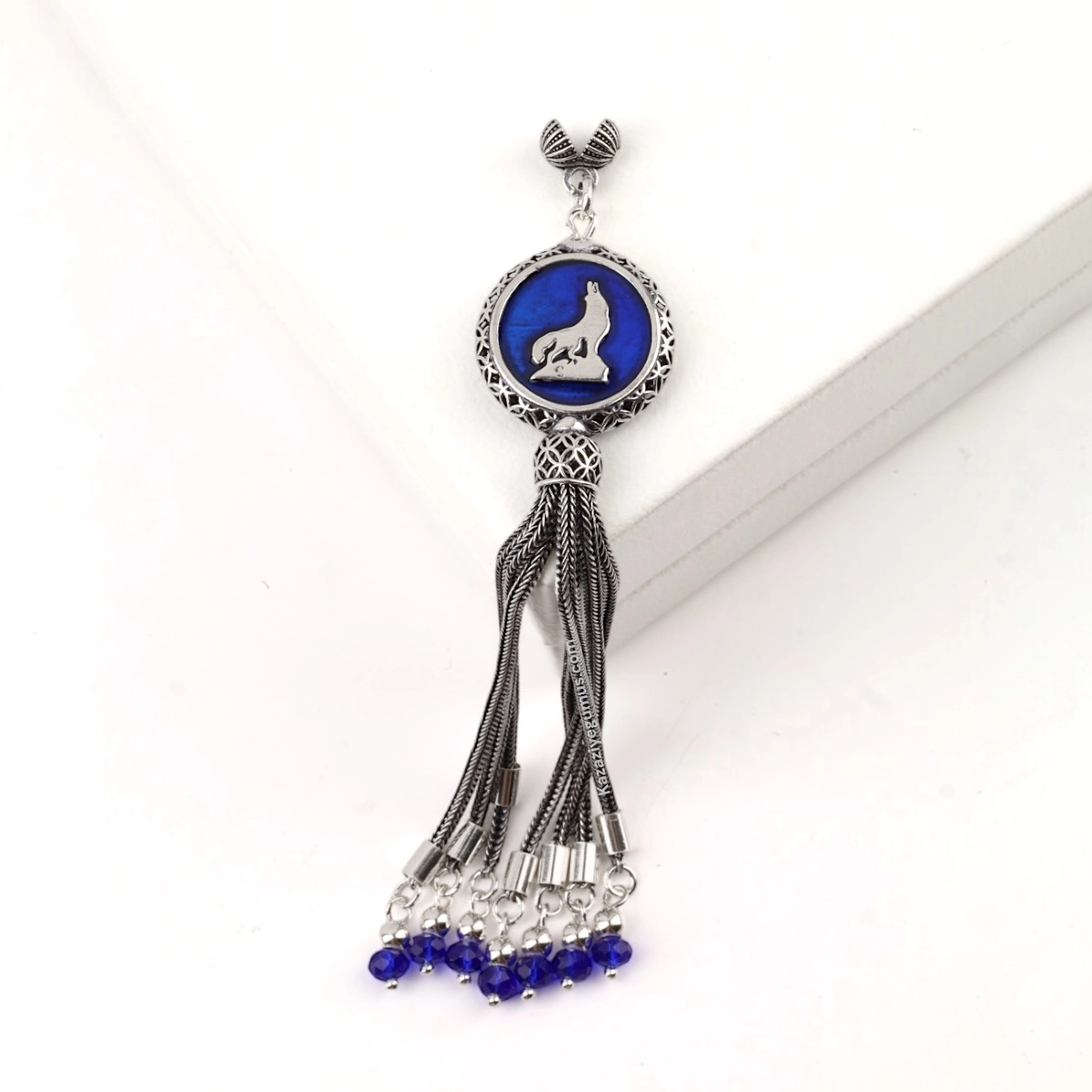 925 Sterling Black Crescent Star Rosary Tassel