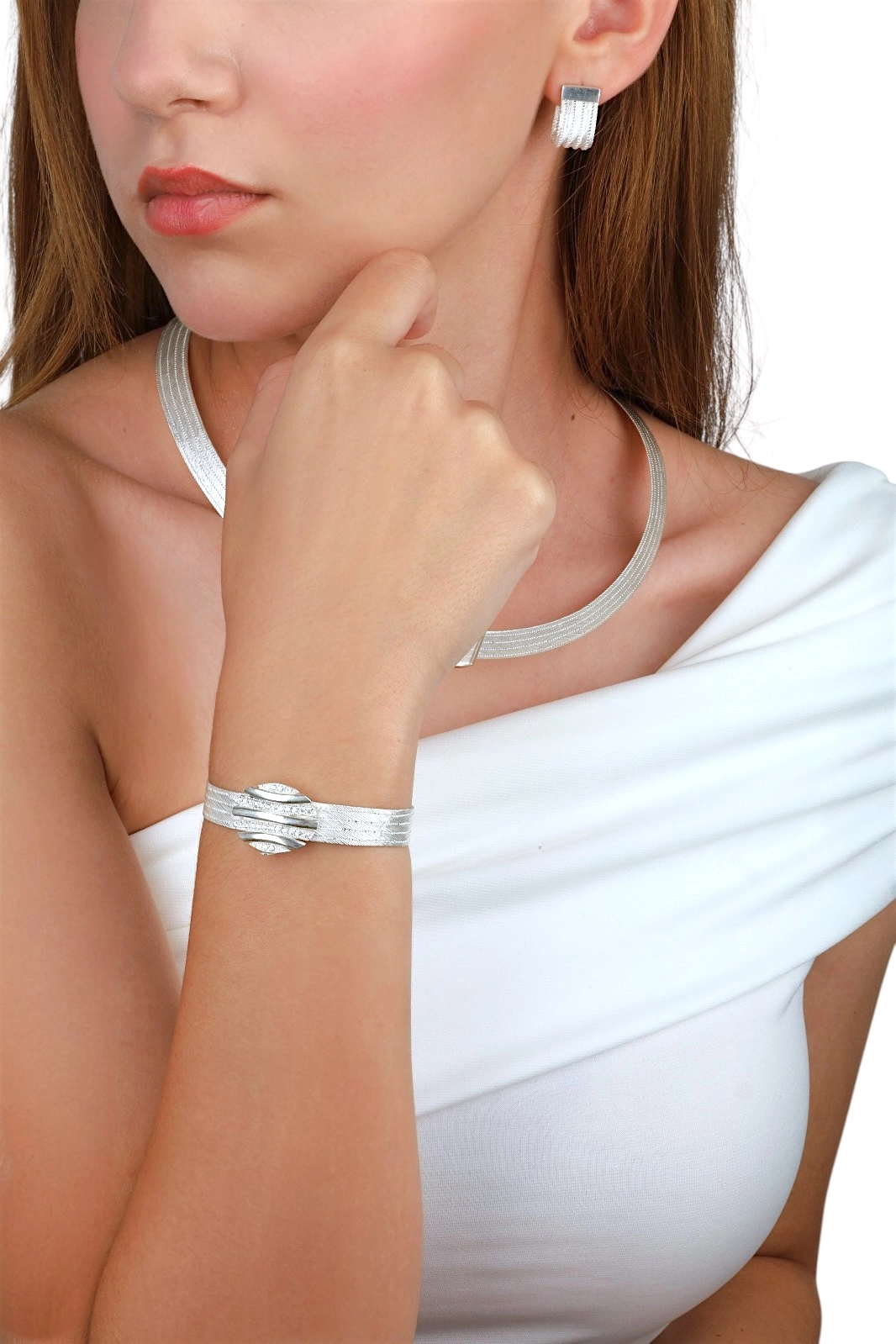 5 Row Classic Trabzon Wicker Silver Bracelet