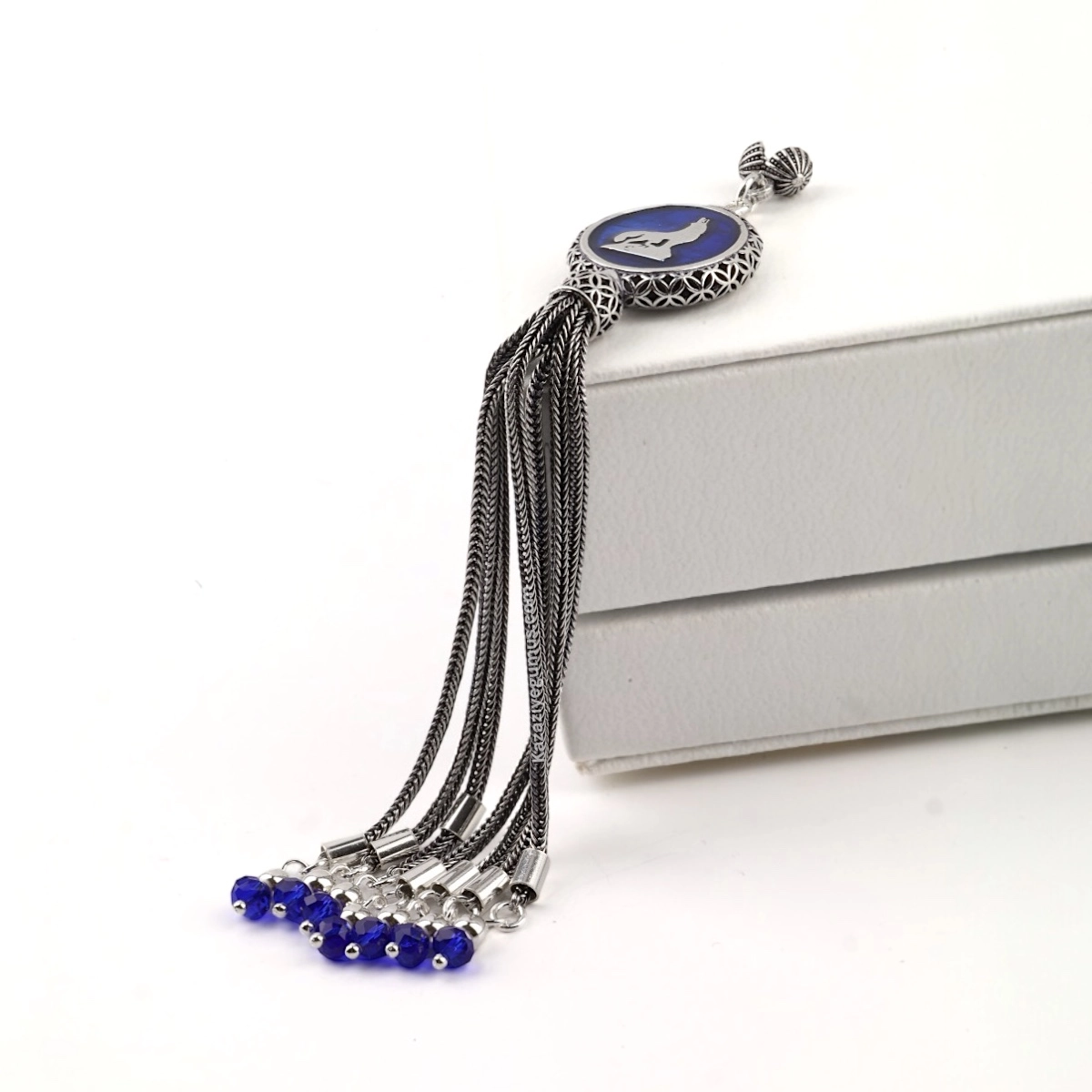 925 Sterling Black Crescent Star Rosary Tassel