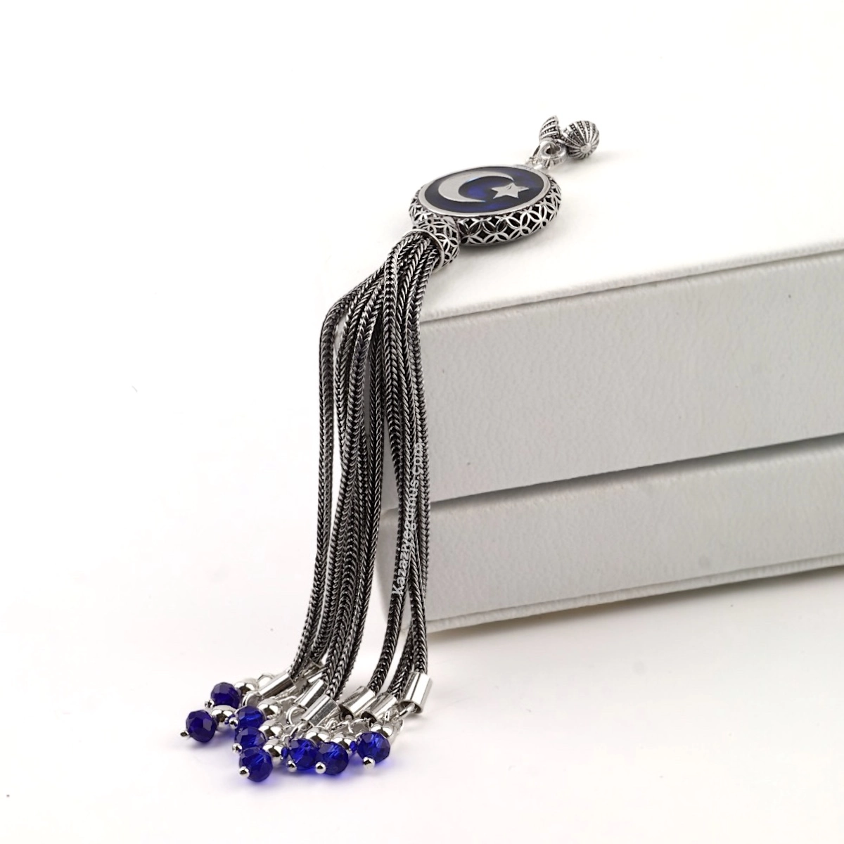 925 Sterling Black Crescent Star Rosary Tassel