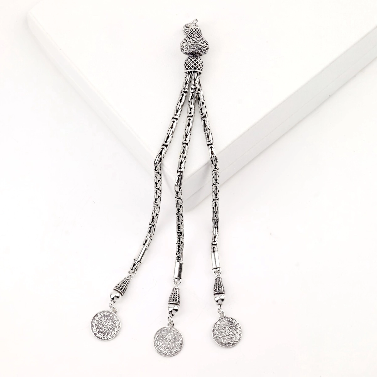 925 Ayar Kral Zincir İşlemeli Model Tespih Püskülü