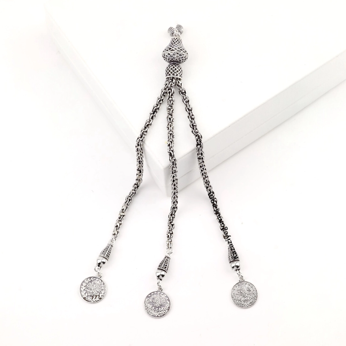 925 Ayar Arnavut Zincir İşlemeli Model Tespih Püskülü