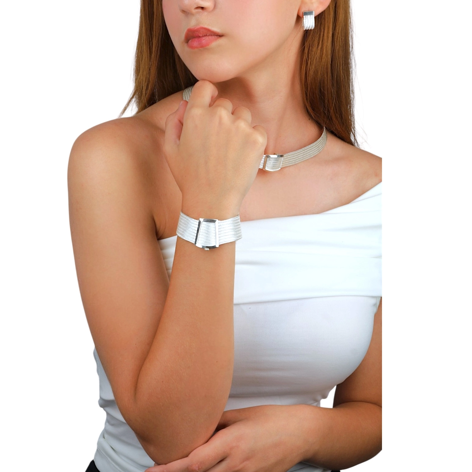 9 Row Classic Trabzon Wicker Silver Bracelet