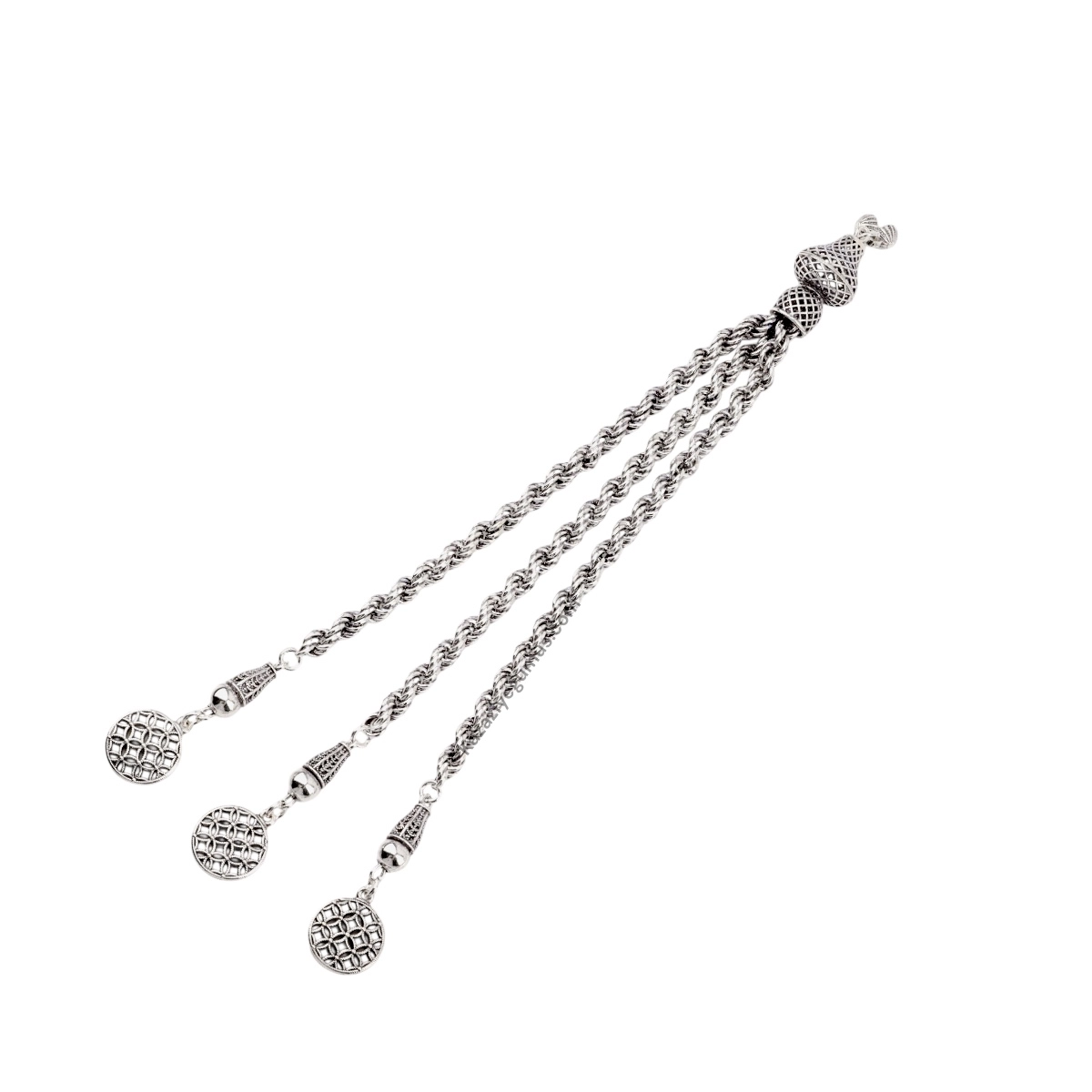 925 Ayar Burgu Zincir İşlemeli Model Tespih Püskülü