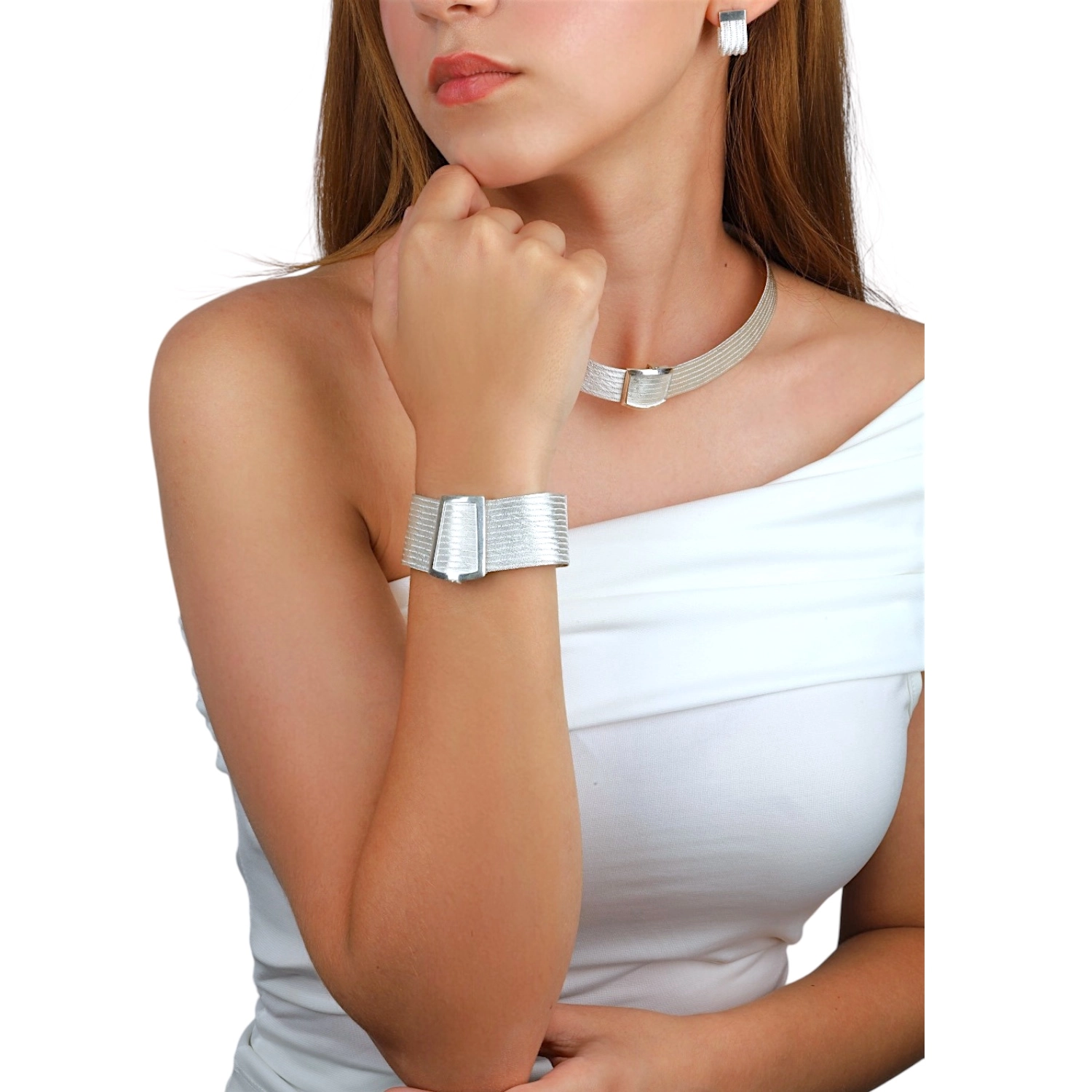 13 Row Classic Buckle Trabzon Wicker Silver Bracelet