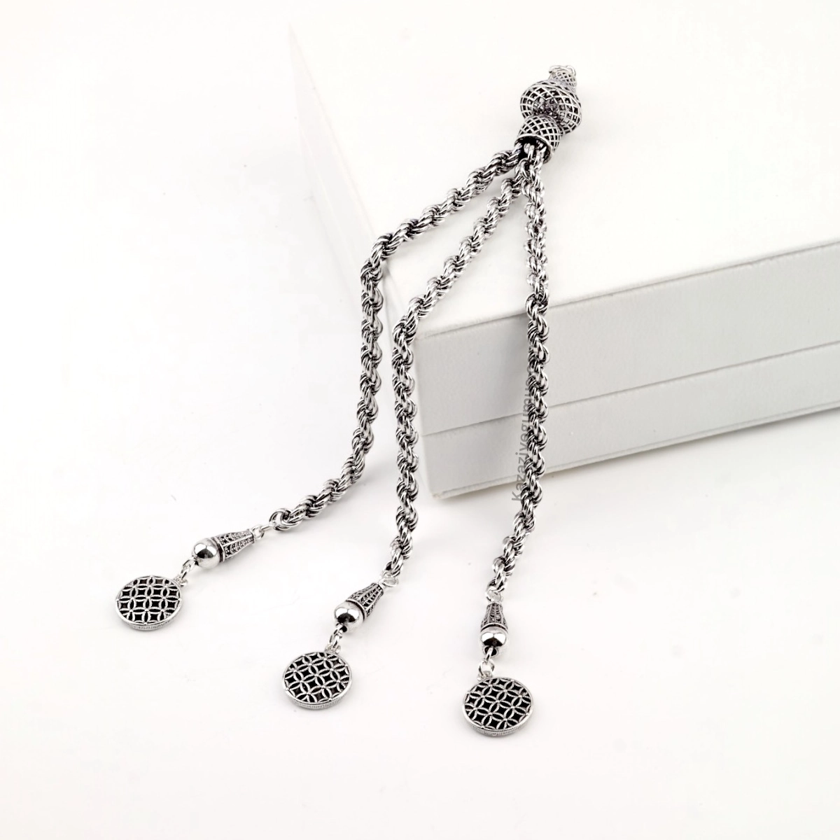 925 Ayar Burgu Zincir İşlemeli Model Tespih Püskülü