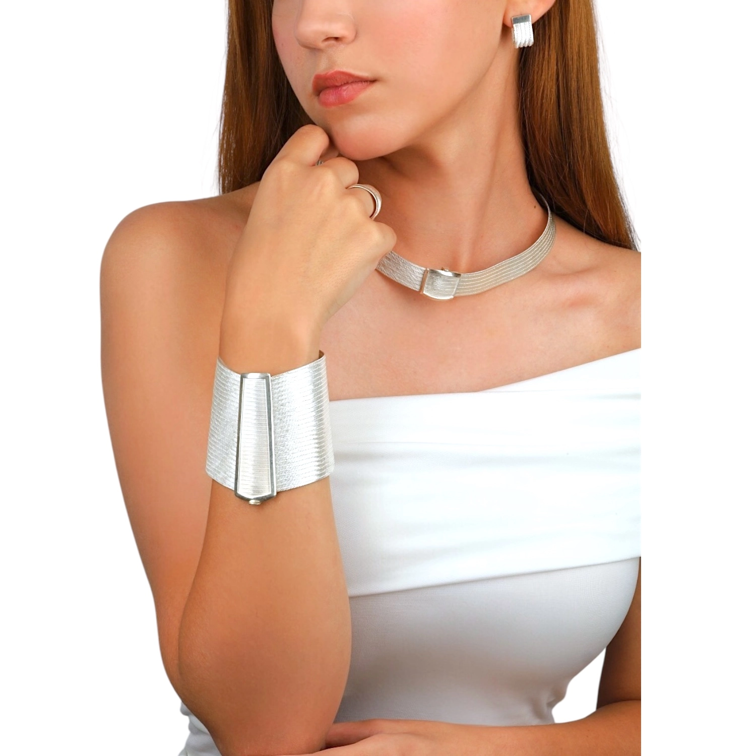 31 Row Classic Model Trabzon Wicker Silver Bracelet