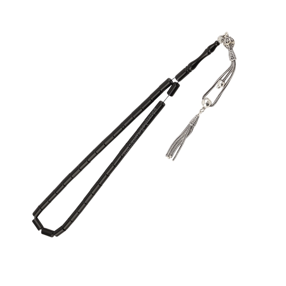 925 Ayar Siyah Toz Kehribar Kapsül Model Tesbih